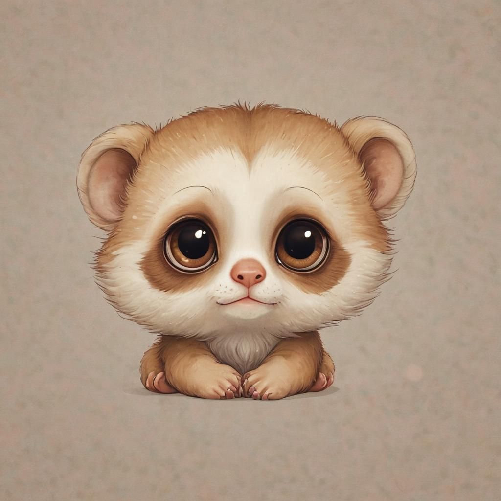Chibi Slow Loris in Dreamy Storybook Style