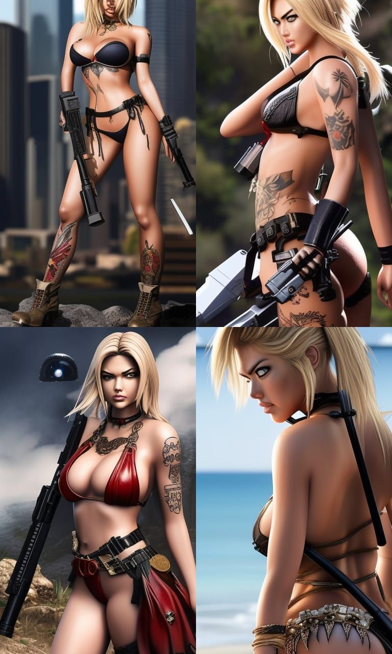 Tribal Tattooed Warrior with Rocket Launcher