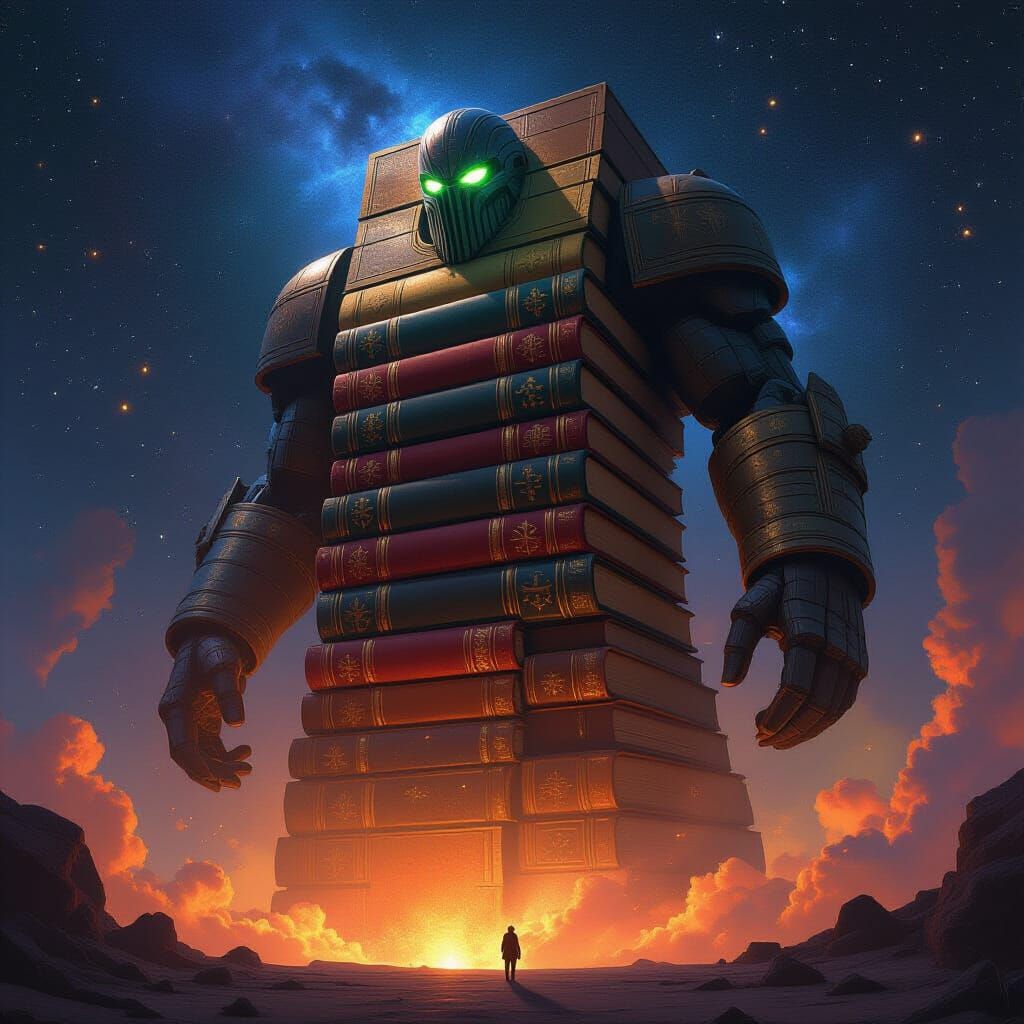 Cosmic Tome Entity Rises From Nebula