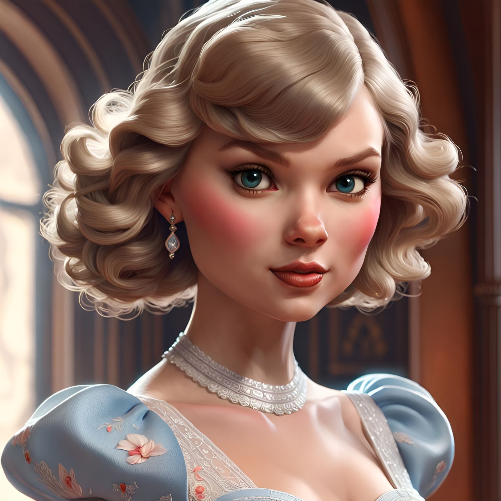 Beautiful Woman in Dress: 3D Digital Art