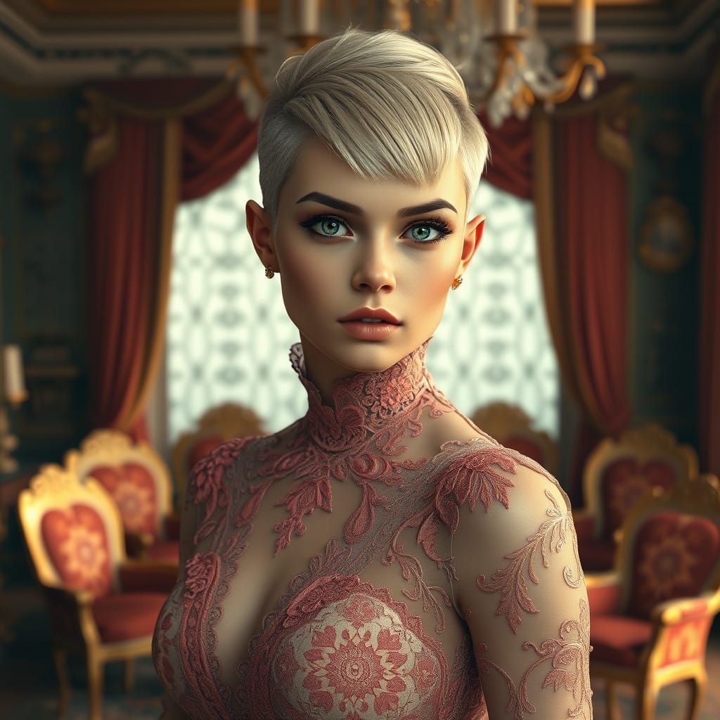 Elegant Victorian Goddess in Lavish Grand Parlor