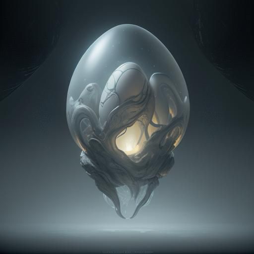 Eerie Spaceship Scene with Alien Egg Sac