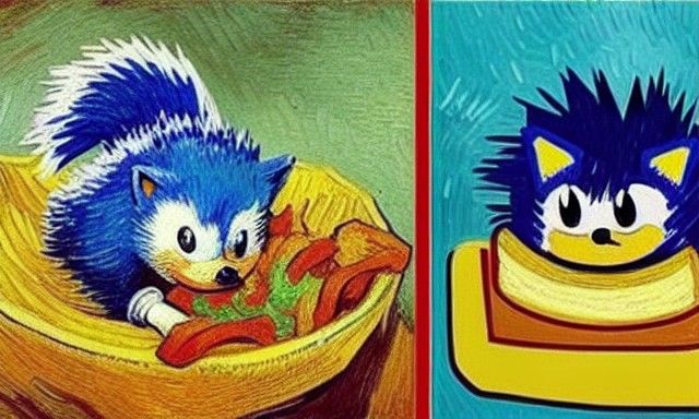 Sonic the Hedgehog as Impasto Van Gogh Painting