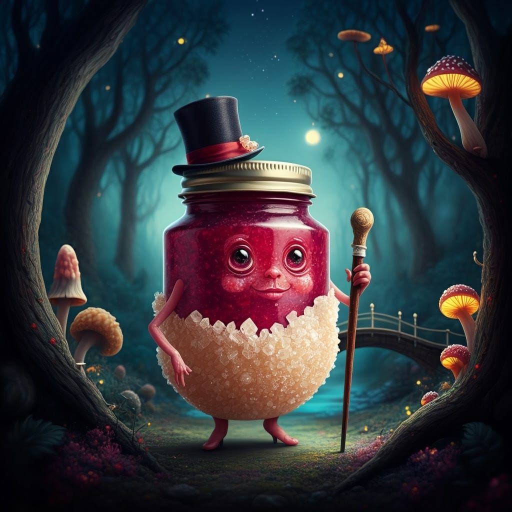 Surrealist Personified Toe Jam in Dreamlike Forest