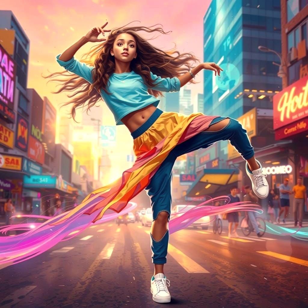 Dynamic Street Dancer in Cinematic Style