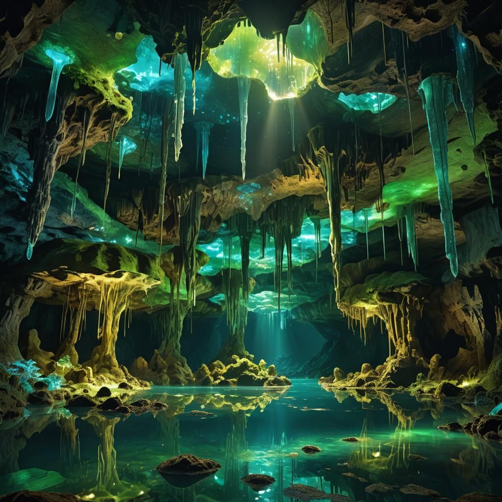 Bioluminescent Cave: A Digital Art Masterpiece