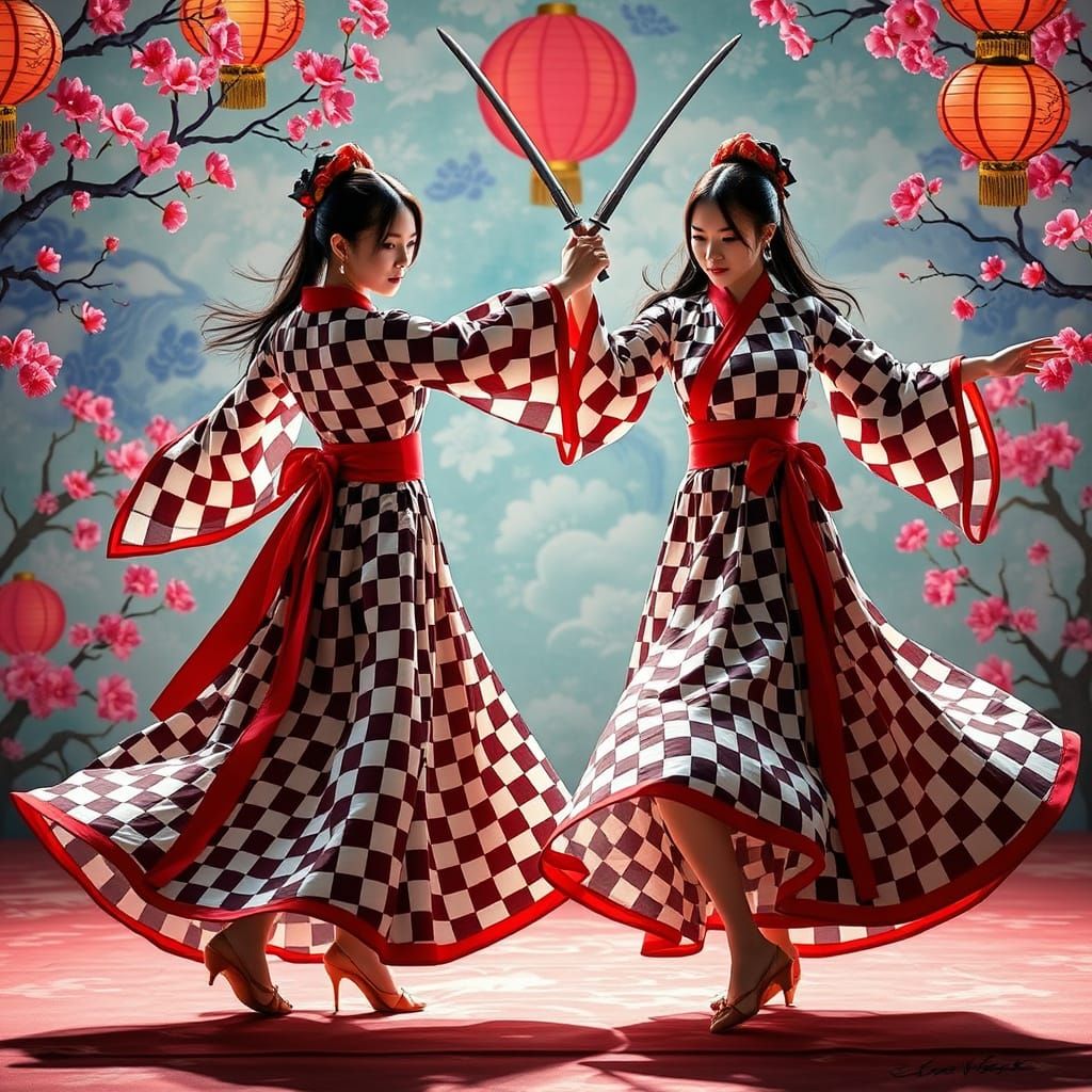 Elegant Women Dancing with Swords in Kim Hyung-tae Style