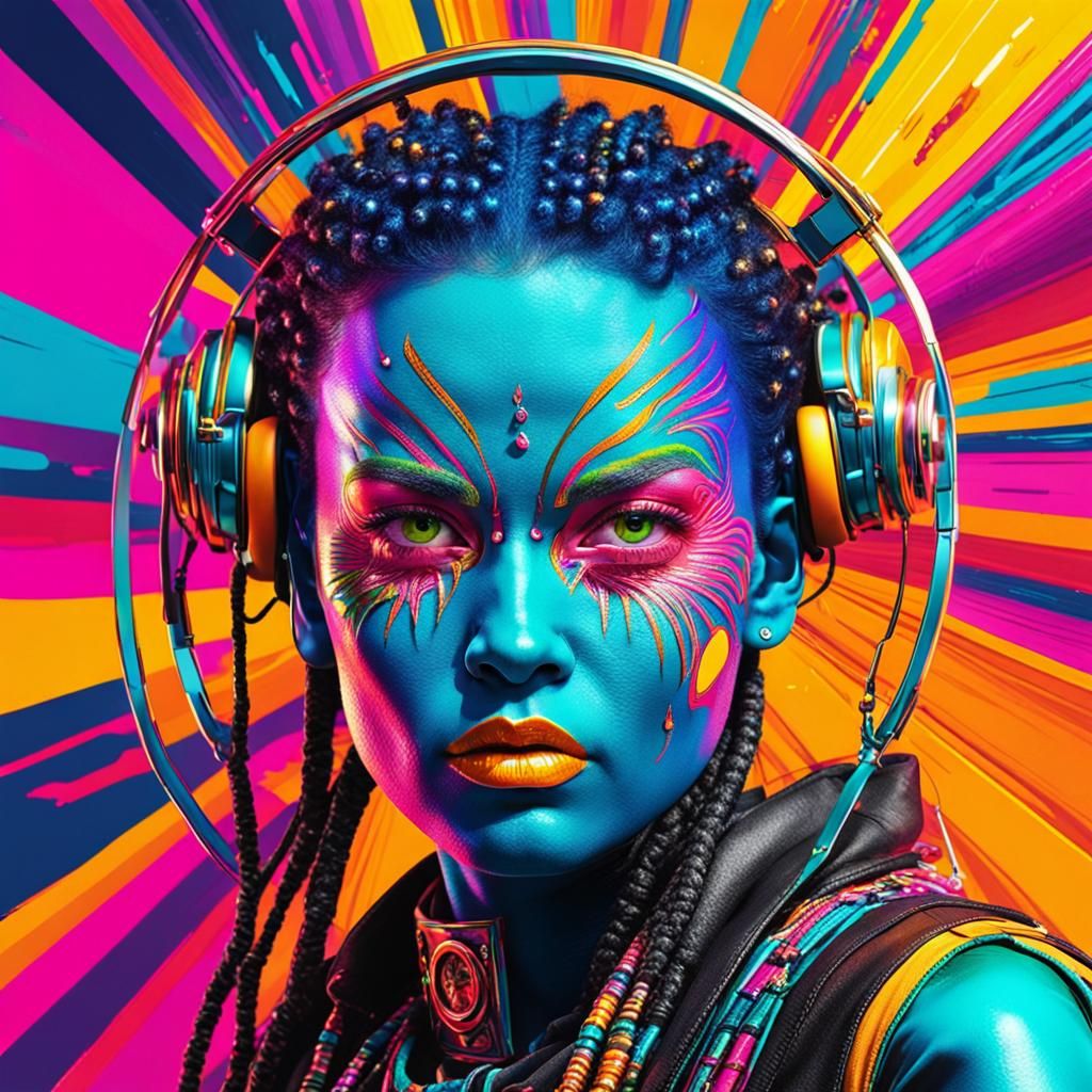 Biopunk Woman in Vibrant Digital Art