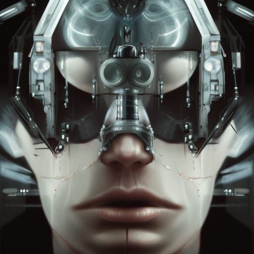 Cyberpunk Android Portrait in Gothic Megalopolis