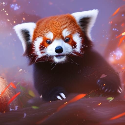 Cute Red Panda Bunny Fusion in Detailed Matte Painting