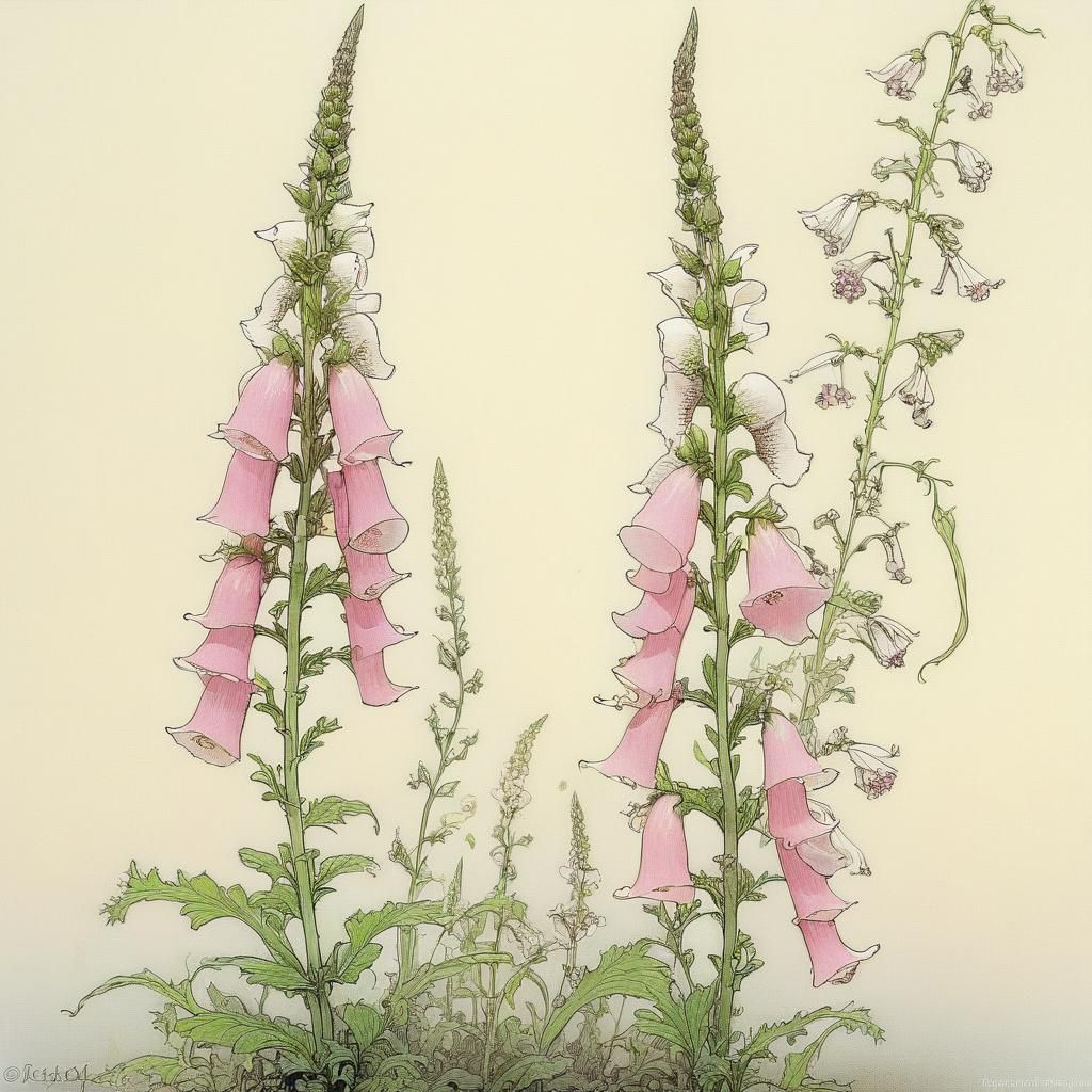 Foxglove Blossom in Whimsical Fantasy Art Style