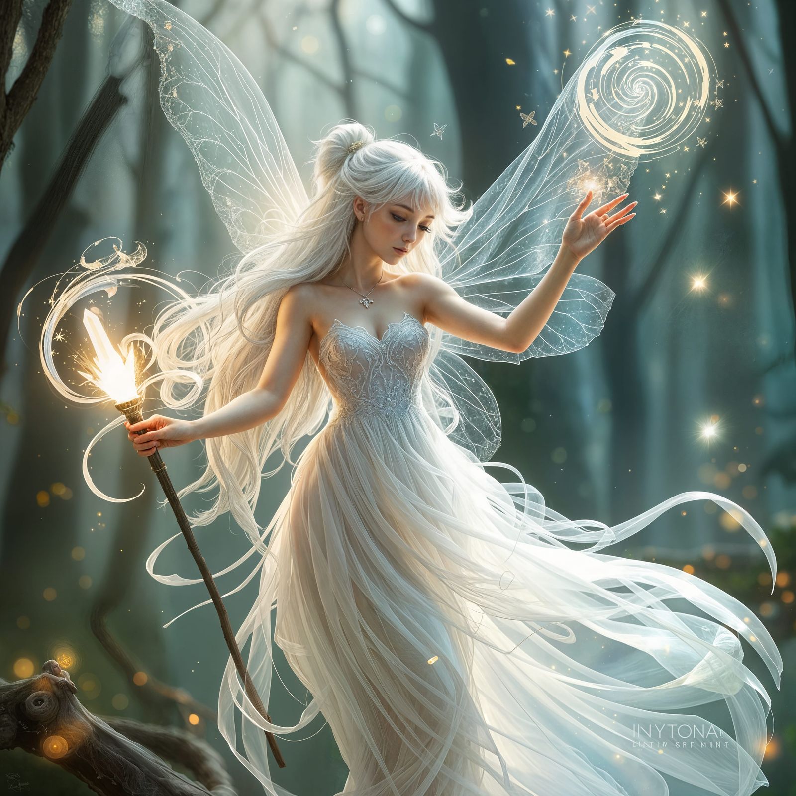 Ethereal Fairy in Mystical Forest Dreamscape