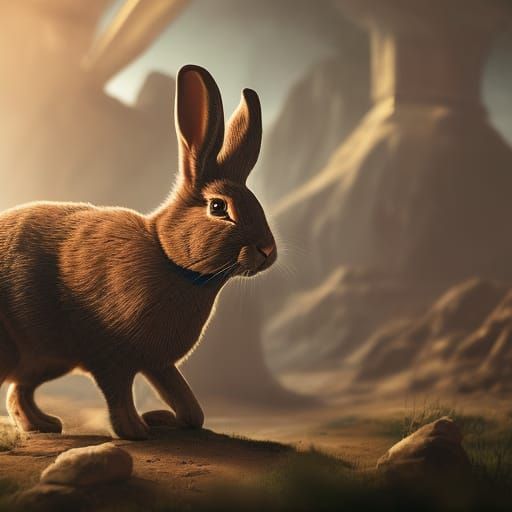 Detailed Matte Painting of a Lop-Eared Rabbit