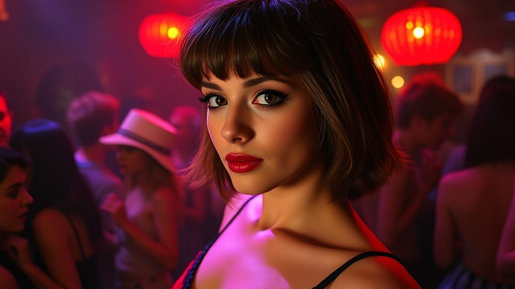 1980s New Romantic Woman Dancing in Nightclub