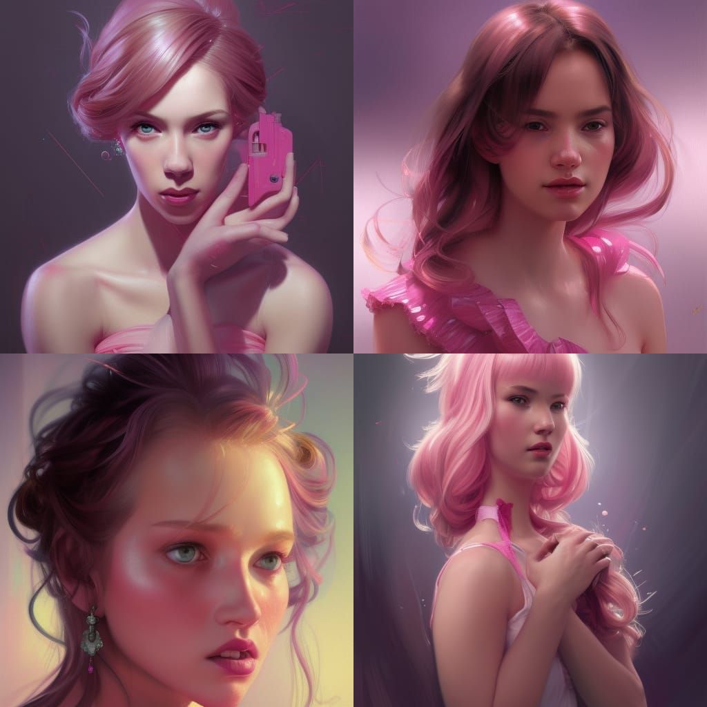 Bimbo Girl Portrait in Hyperdetailed Art Style