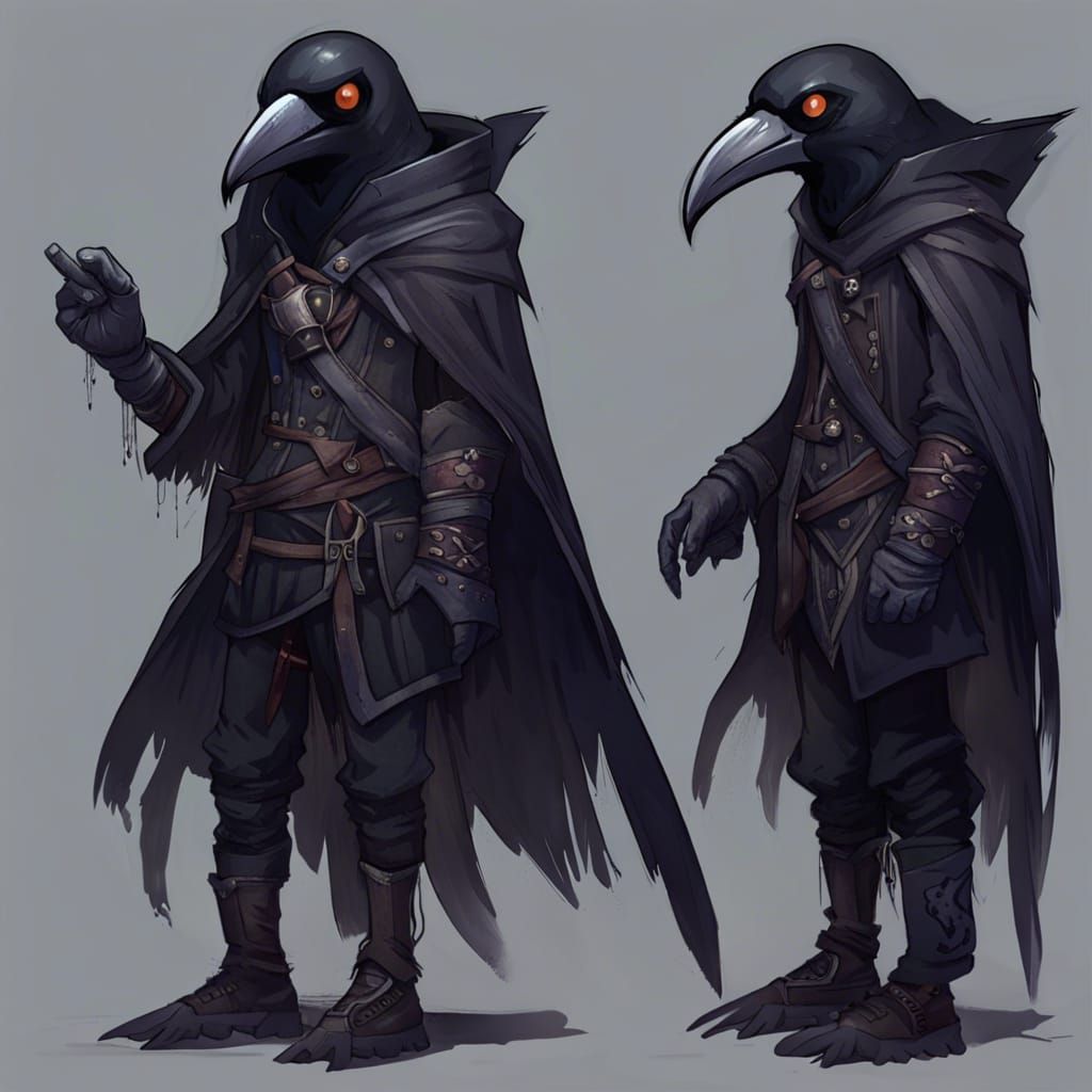 Humanoid Raven Thief Character Design