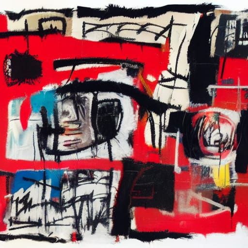 Basquiat-Inspired Expressionist Mixed Media Artwork
