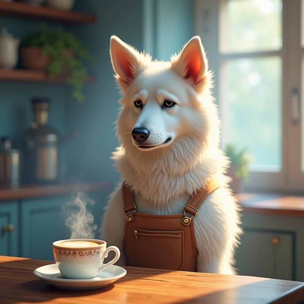 Sleepy Swiss Shepherd's Coffee Break: A Matte Painting