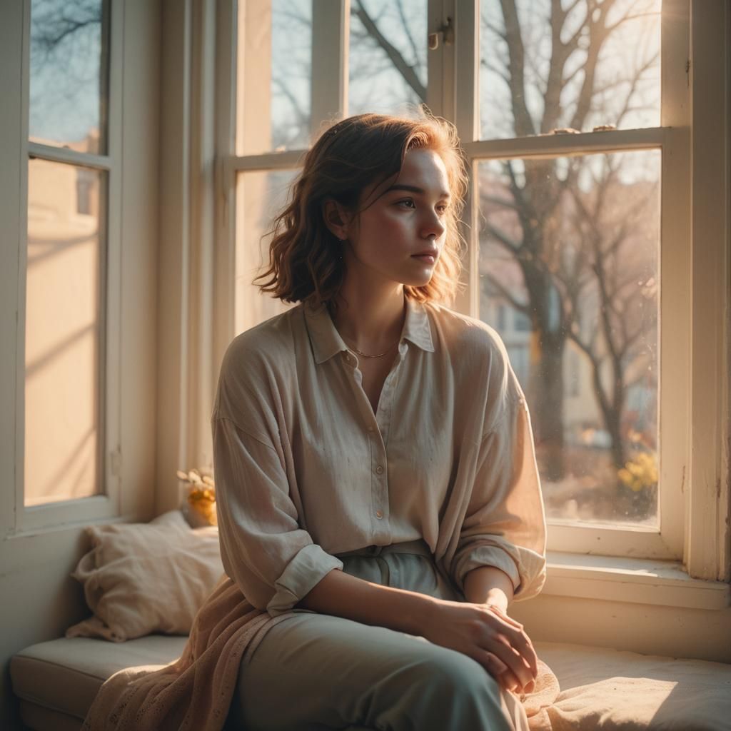 Pastel Window Scene in Cinematic Style