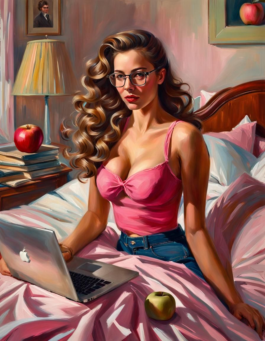 Nerdy College Girl as Pin-Up Art