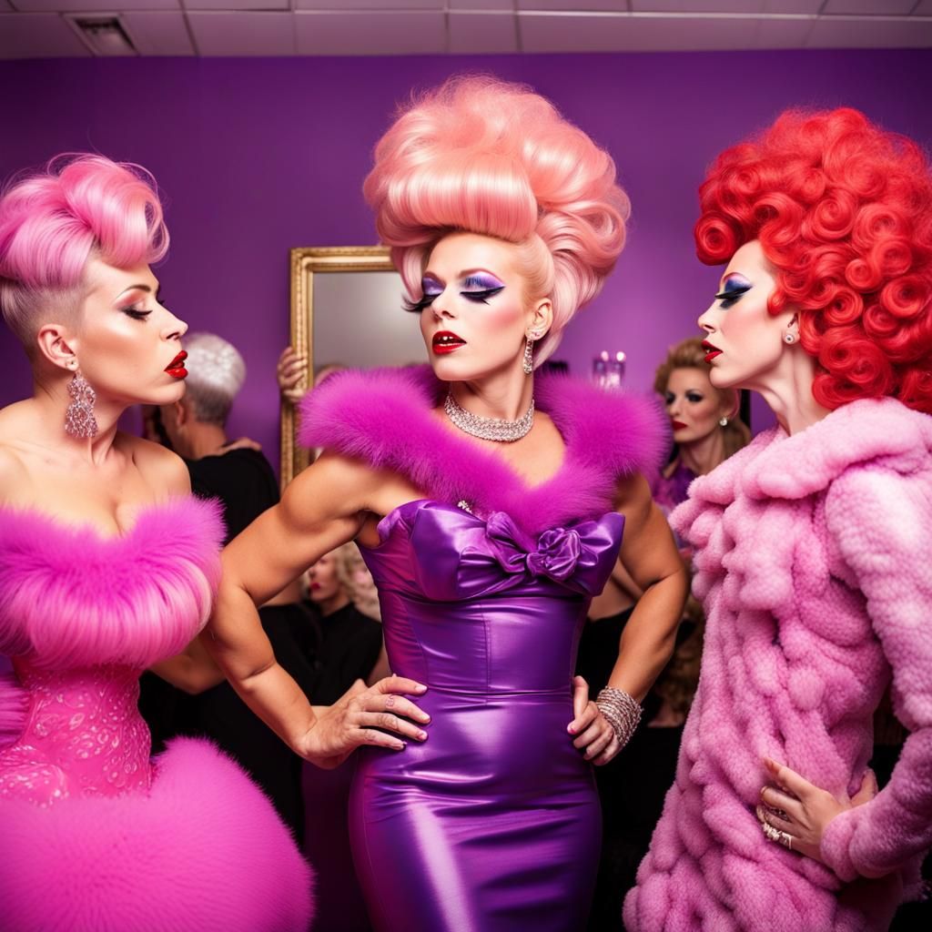 Drag Queens Kissing in Fantasy Concept Art