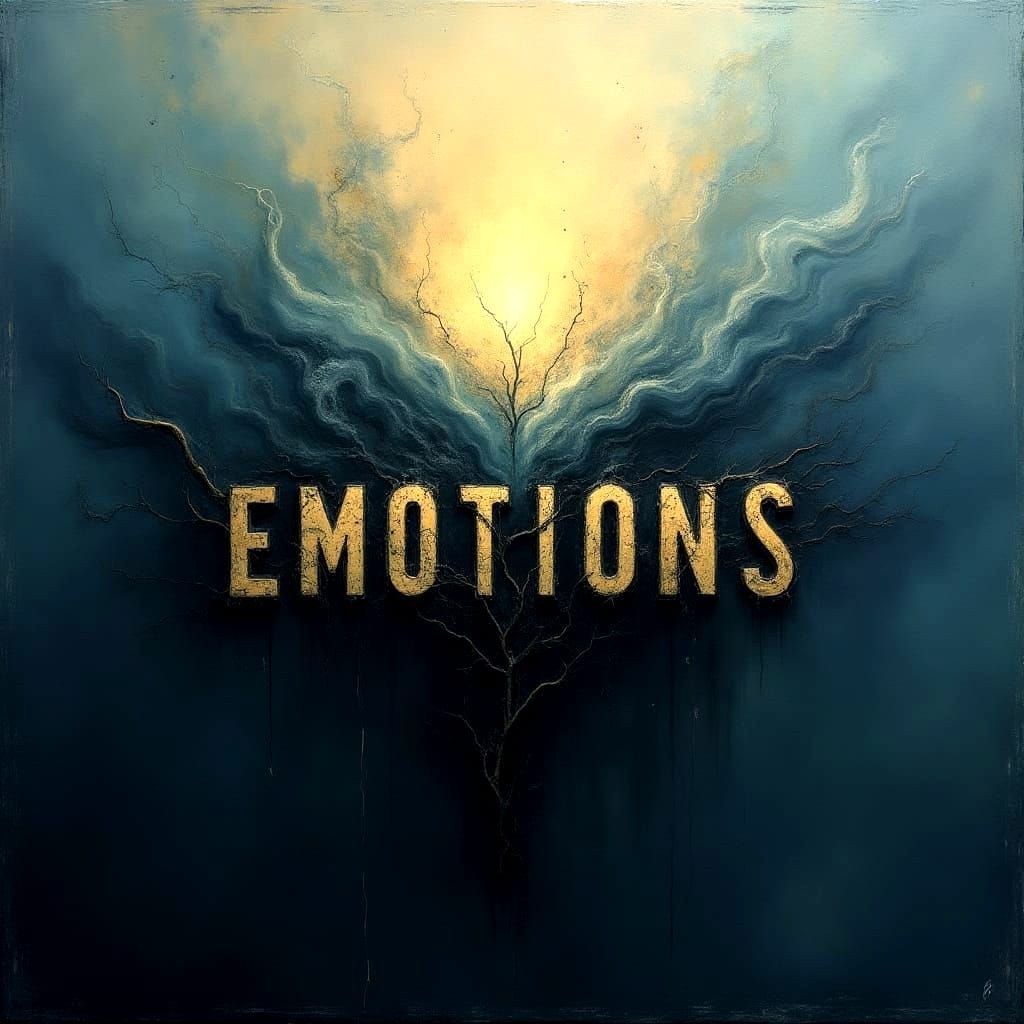 Text EMOTIONS on Evocative Abstract Background