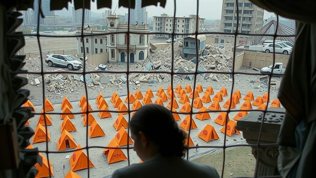 Dystopian Apocalypse Landscape in Ruined War Cityscape