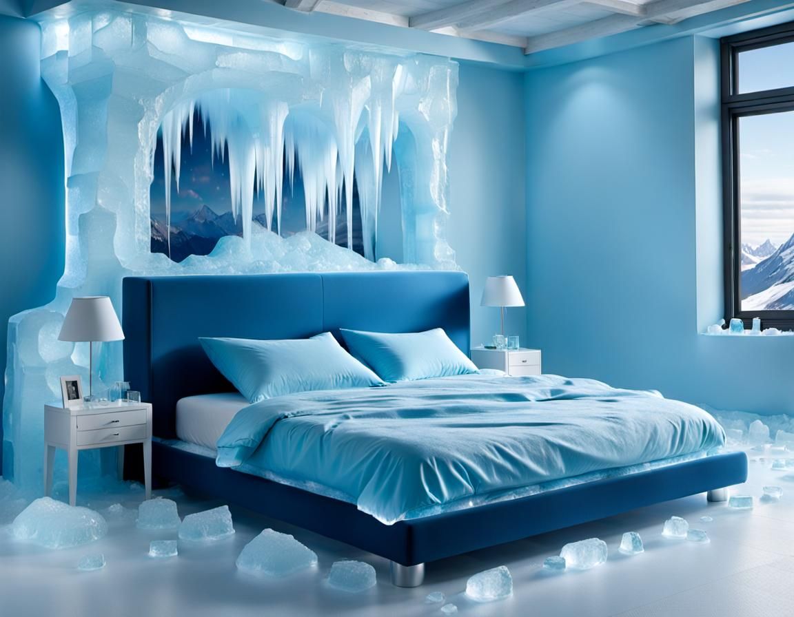 Icy Modern Bedroom: A Frozen Interior Design