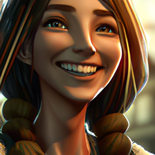 Smiling Girl Portrait in Hyperdetailed Style