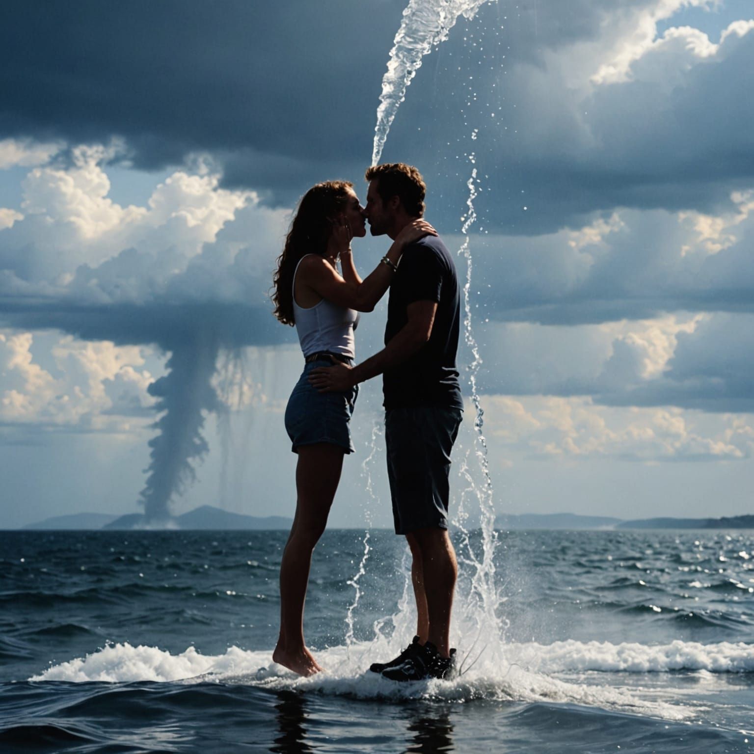 Romantic Water Spout Embrace