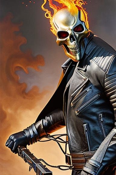 Ghost Rider on Motorcycle in Sinister Style