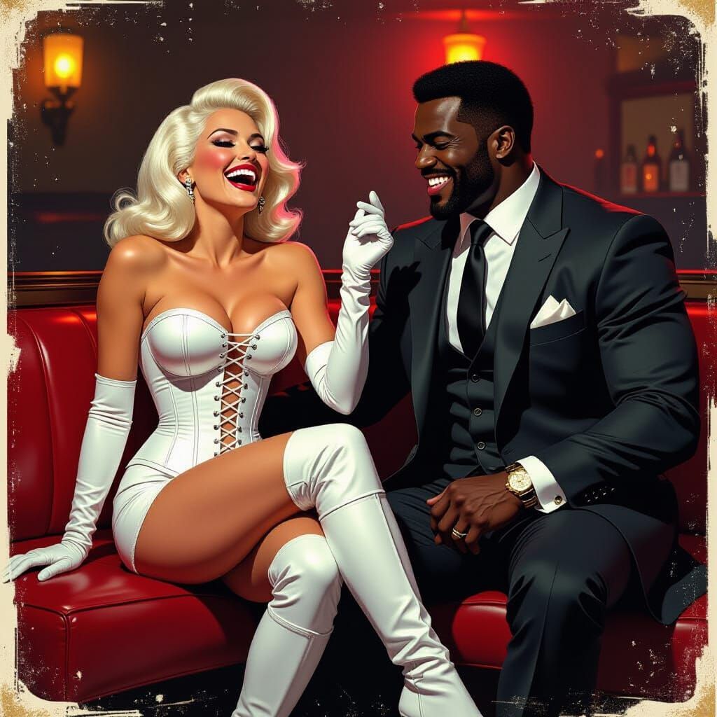 Emma Frost in Retro Bar Spoof Blaxploitation Poster