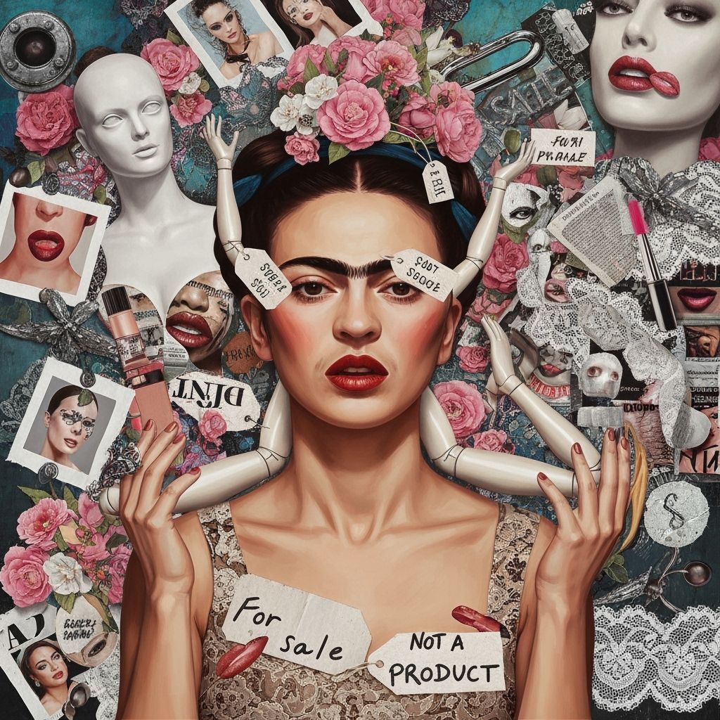 Surreal Collage: Woman as Object in a Digital Art Style