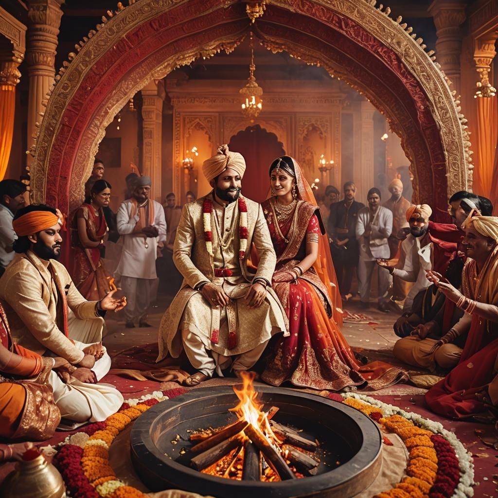 Traditional Indian Wedding Ceremony in Cinematic Realism