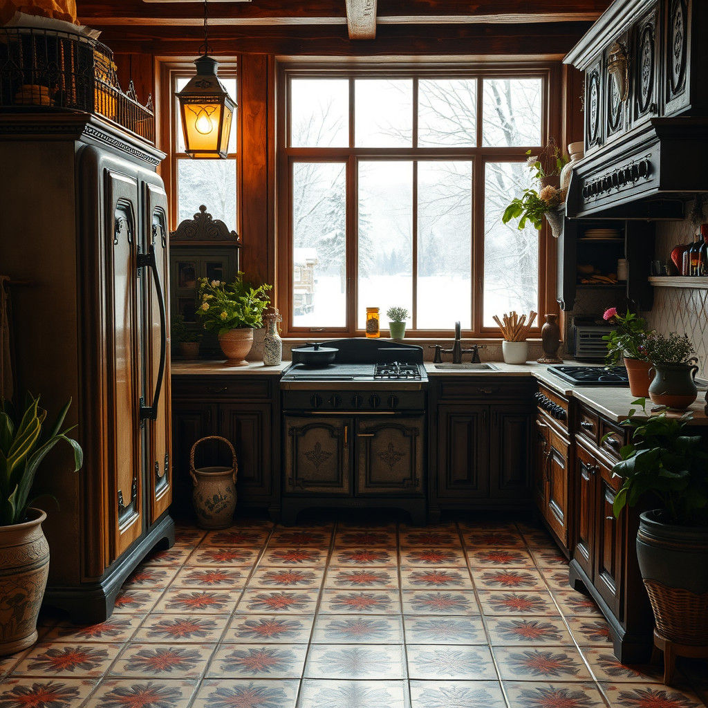 Rustic Winter Kitchen in Spanish Colonial Style