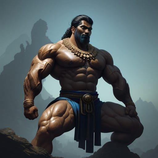 Majestic Hindu Warrior Lord Krishna in Hyper-Realistic, Divi...