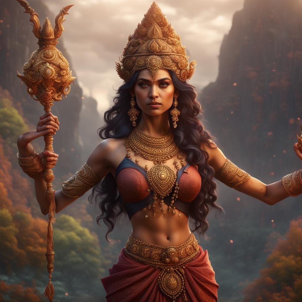 Fantastical East Indian Goddess in Detailed Matte Painting
