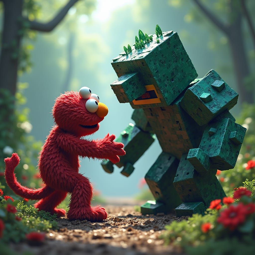 Epic Minecraft Battle: Steve vs. Fantasy Elmo