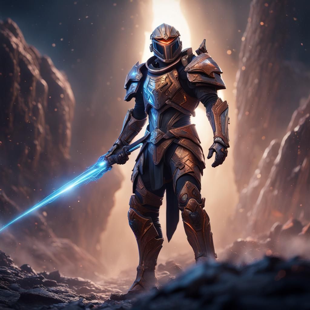 Lithium Hero in Space Armor with Laser Sword