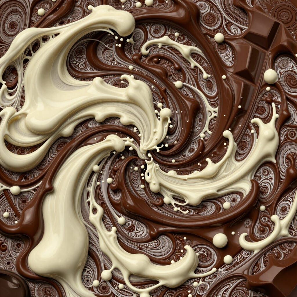 Abstract Chocolate Battle: White vs Dark Swirls