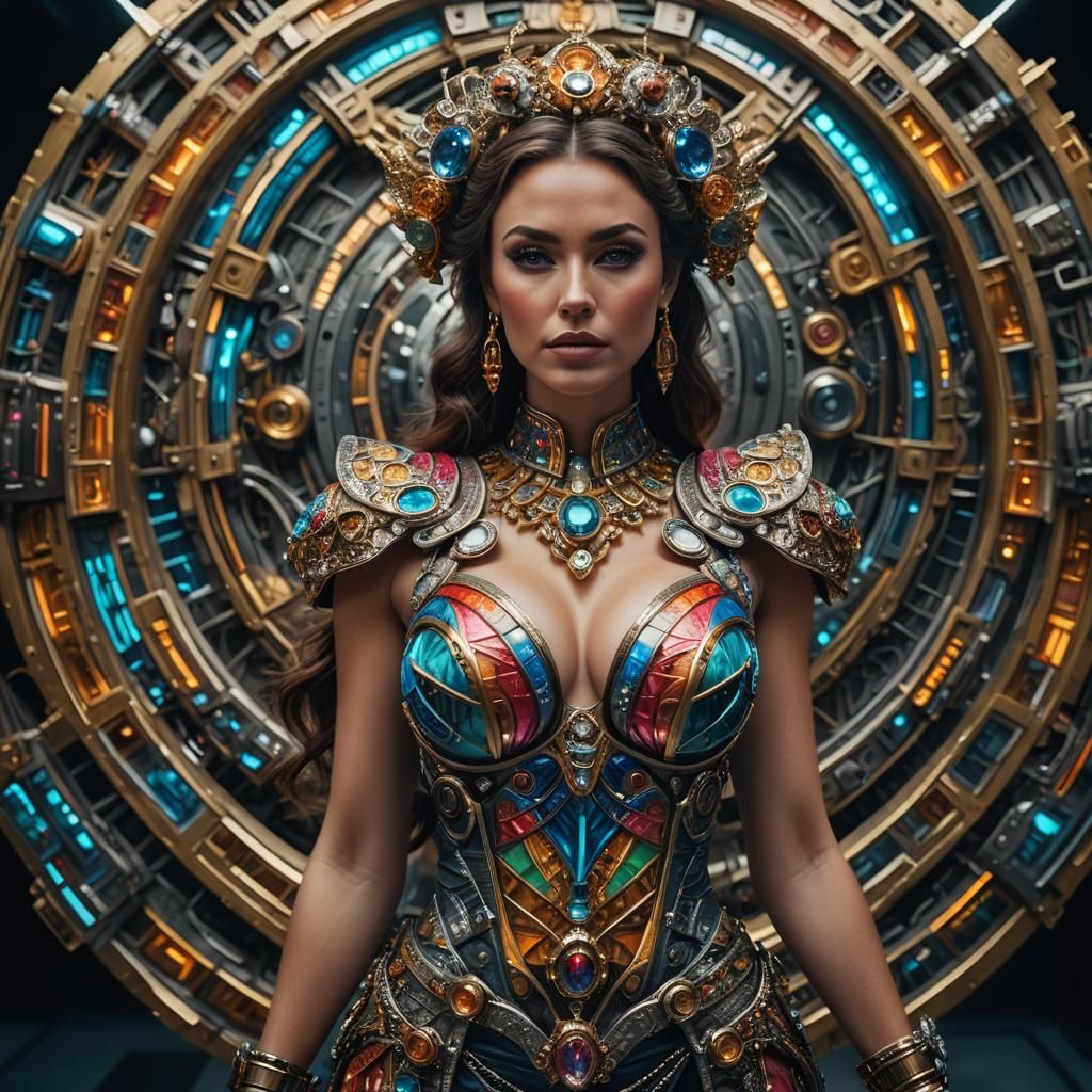 Hyperrealistic Portrait of Woman in Futuristic Jewelry