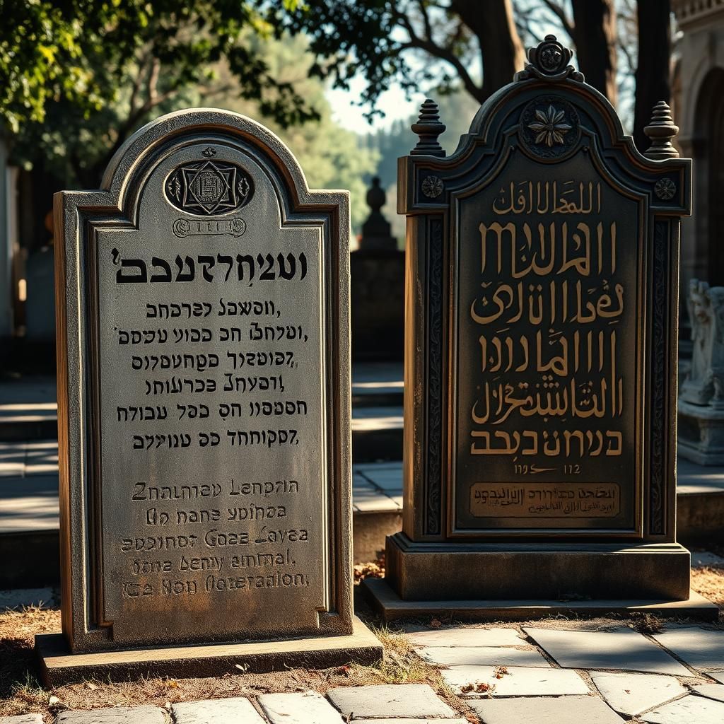 Jewish and Muslim Gravestones in Eternal Peace