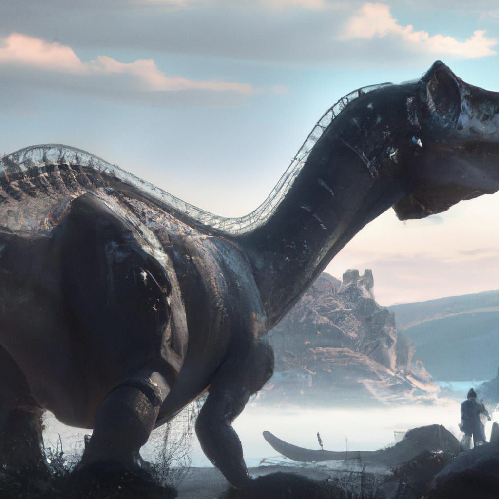 Hyperdetailed Dinosaur in Dark Fantasy Style