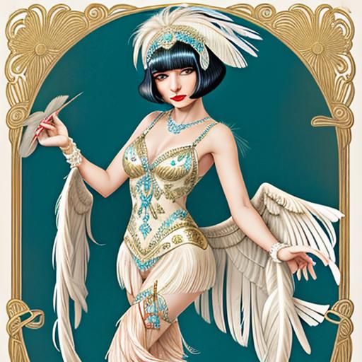 Feathered Flapper in Art Deco Style