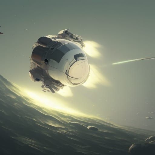 Futuristic Spacecraft with Gravitational Ring, Hyperdetailed...