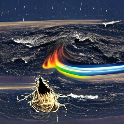 Cosmic Tornado Over a Starry Ocean