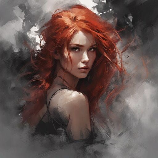 Portrait of a Beautiful Red-Haired Tatar Girl