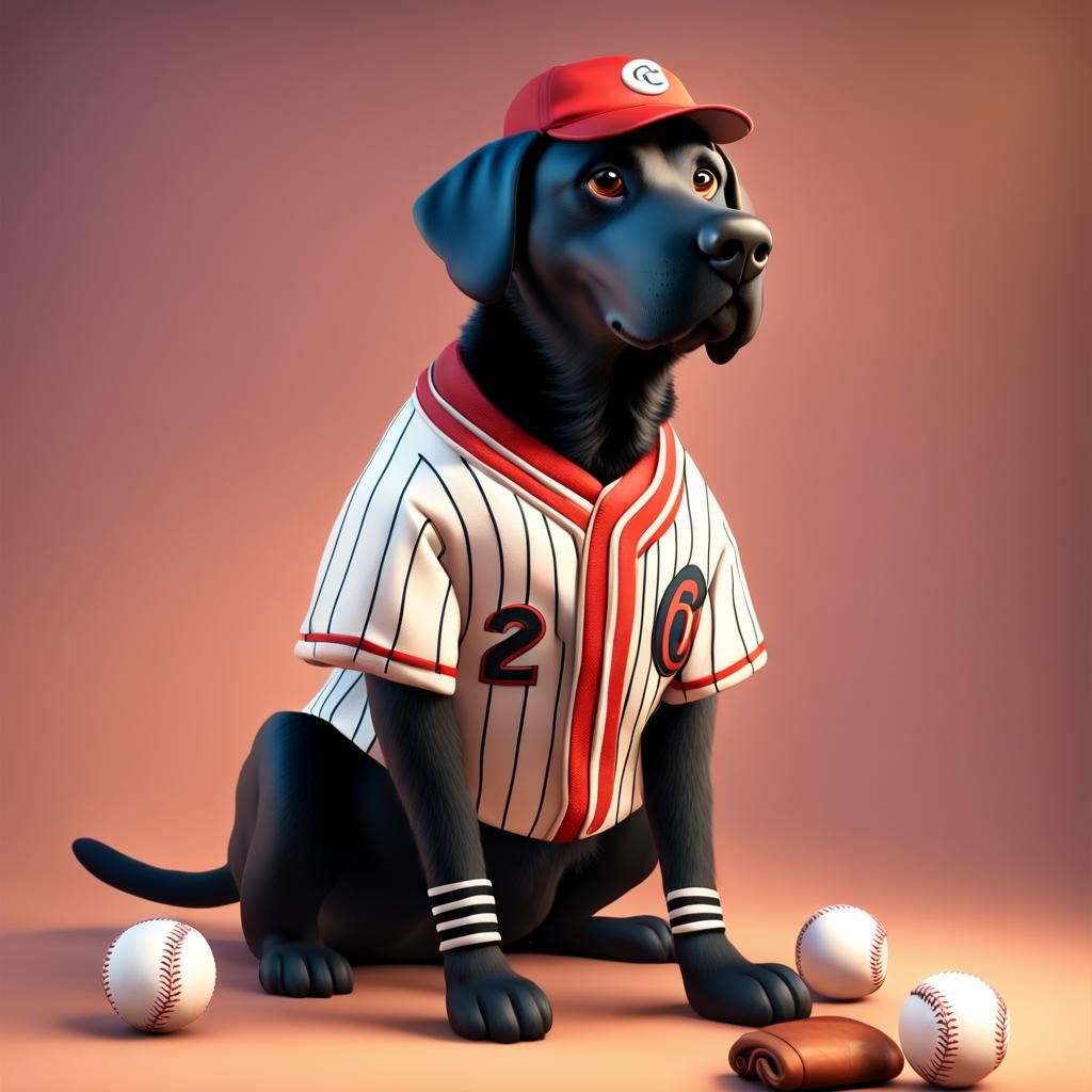 Labrador Baseball Player in Pixar Style