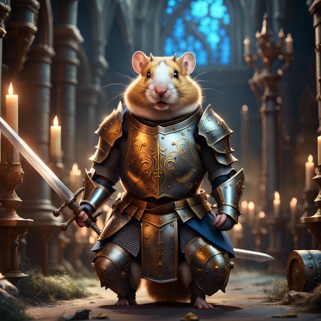 Medieval Hamster Knight in Shining Armor