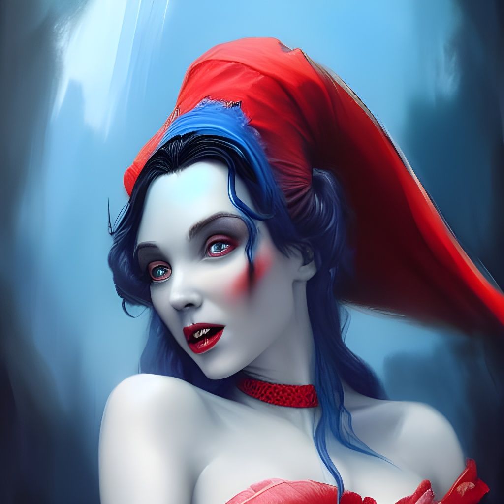 Dracula as Smurfette: Digital Splash Art Portrait